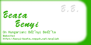 beata benyi business card